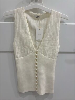 Aritzia Wilfred Cream Knit Button-Front Tank